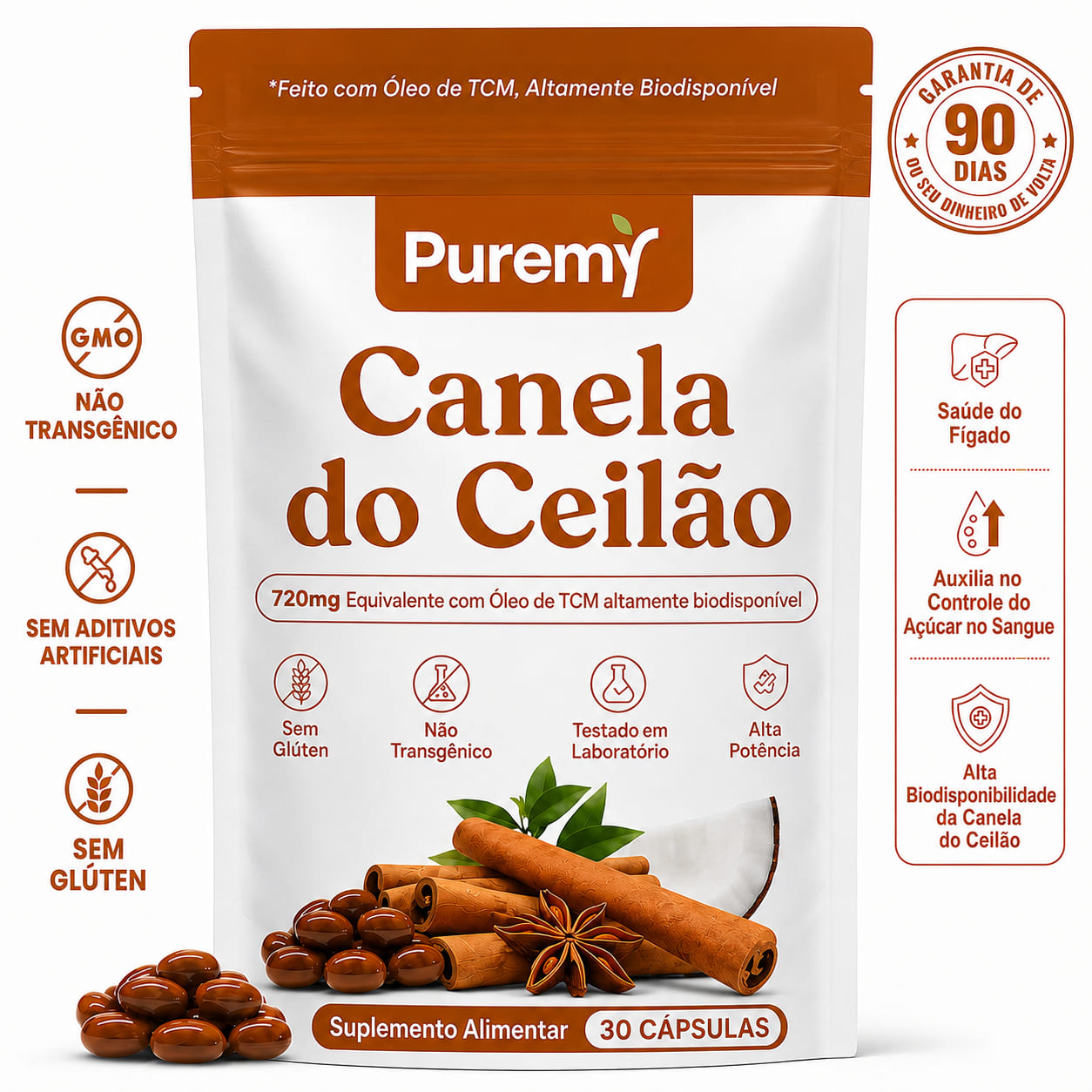 Kit Puremy Canela do Ceilão com E-book grátis